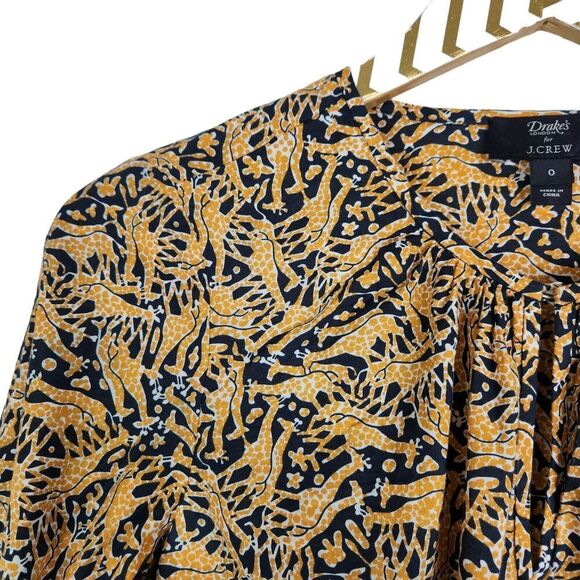 J. CREW x Drake's London Top Womens‎ 0 Giraffe Print Bell Sleeve Keyhole Neck - Picture 7 of 12